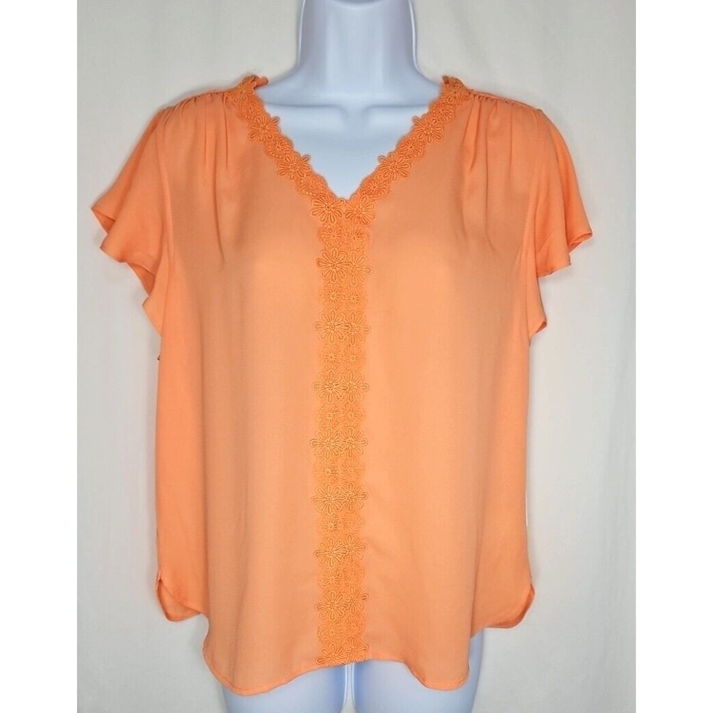 Counterparts Women's Peach Short Sleeve V-Neck Blouse Size Small NWT‎